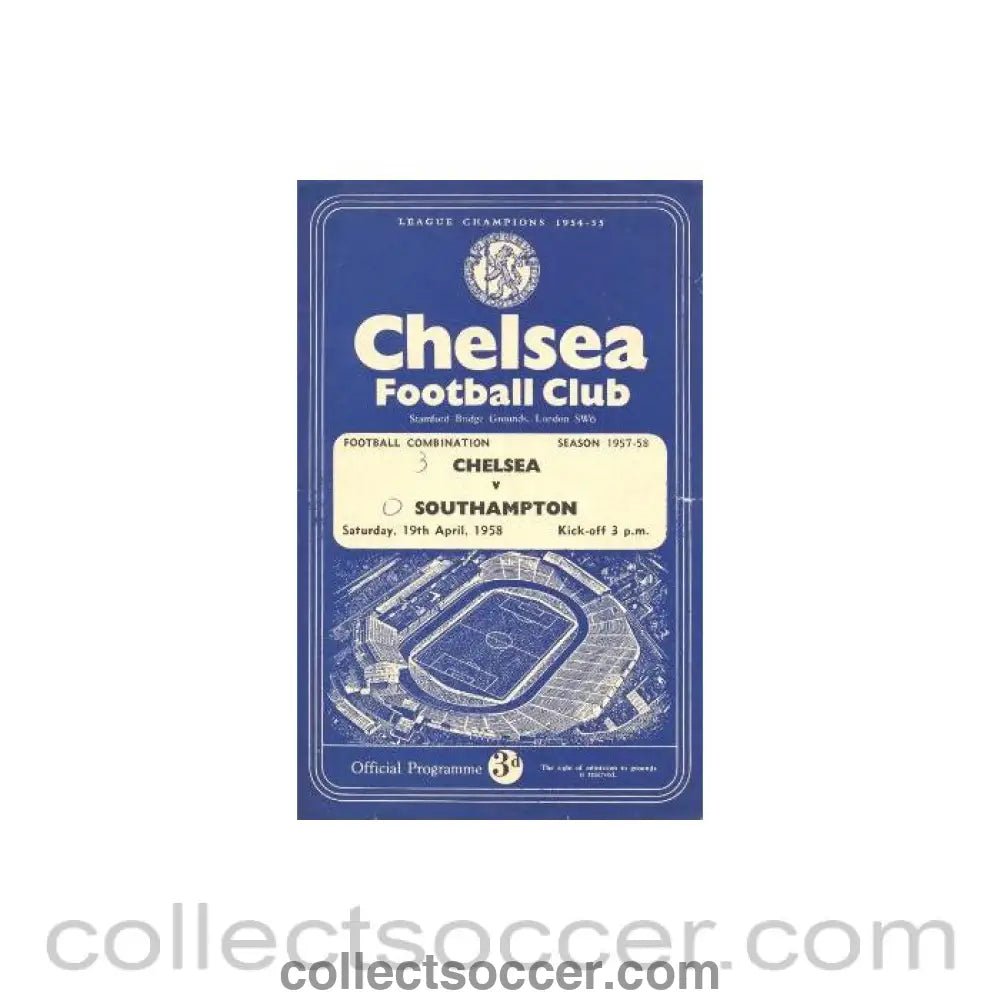 1958 - Chelsea v Southampton official programme 19/04/1958 - Collect Soccer