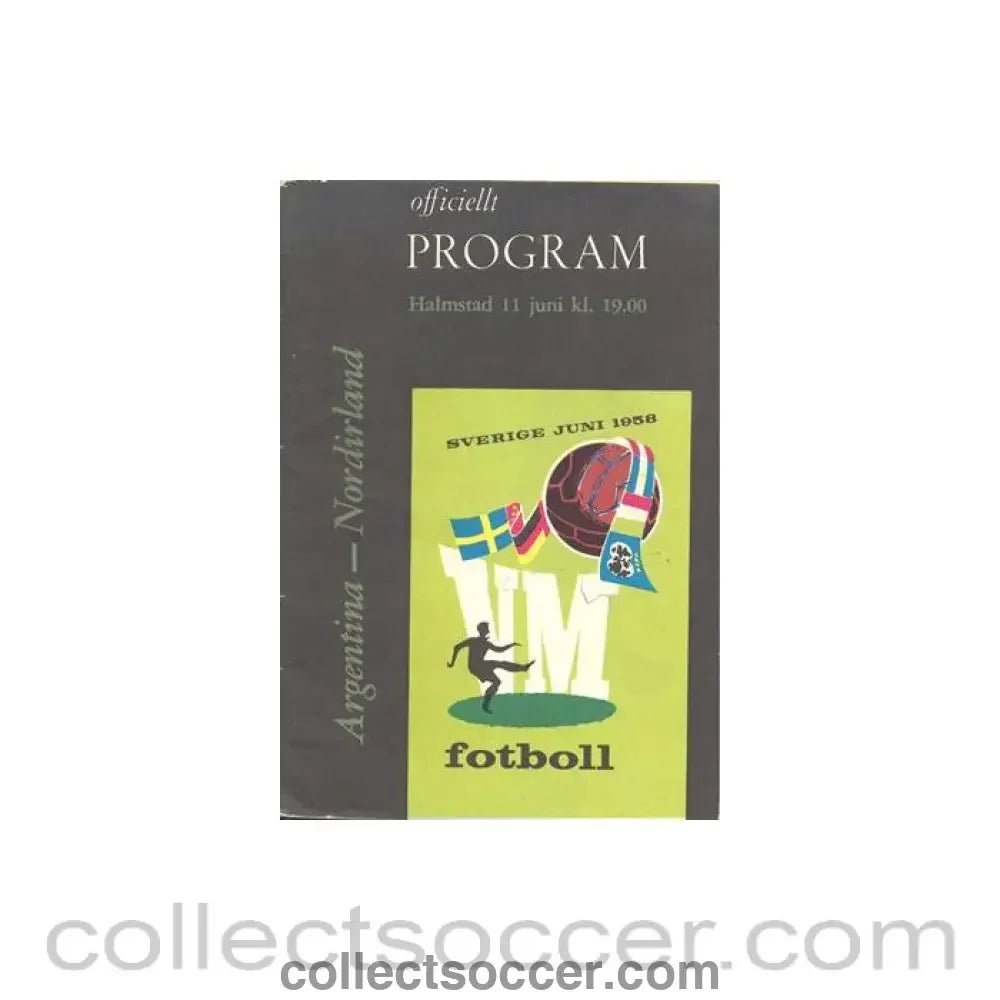 1958 World Cup Programme Argentina v Northern Ireland 11/06/1958 - Collect Soccer