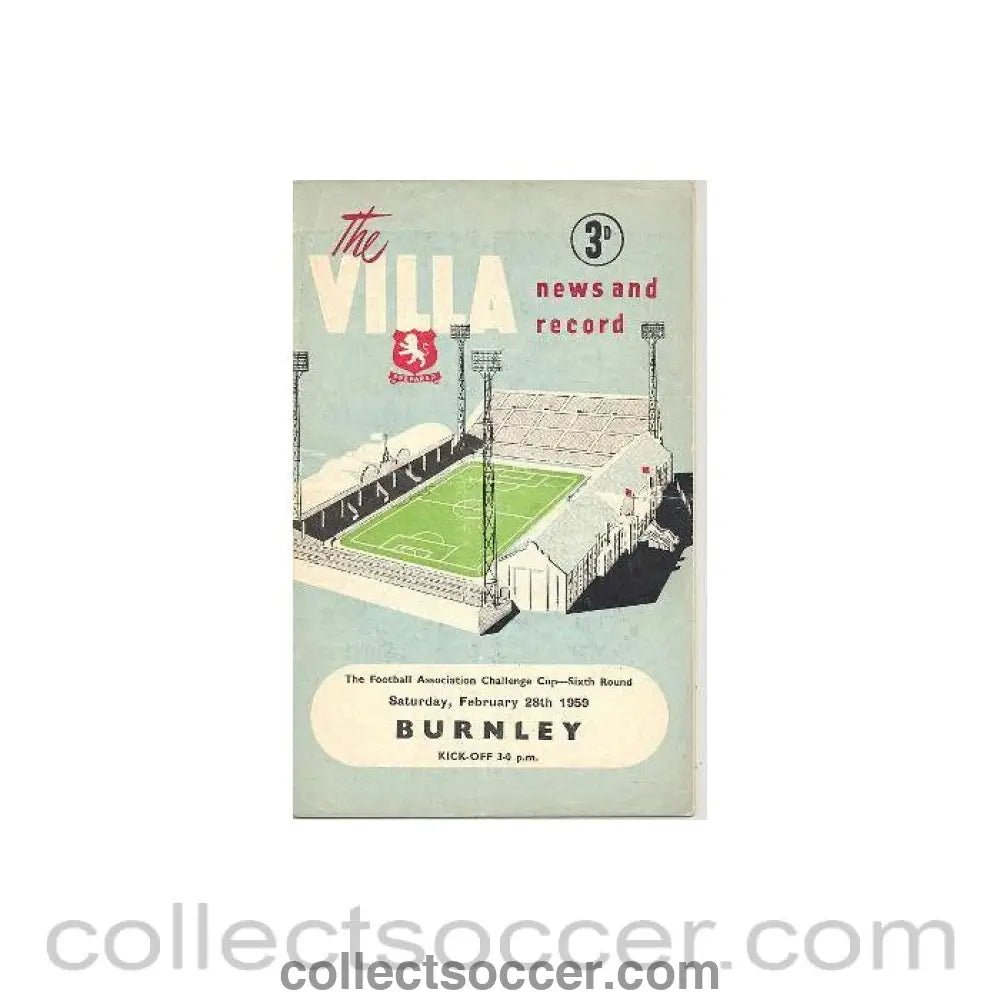 1959 - Aston Villa v Burnley official programme 28/02/1959 - Collect Soccer