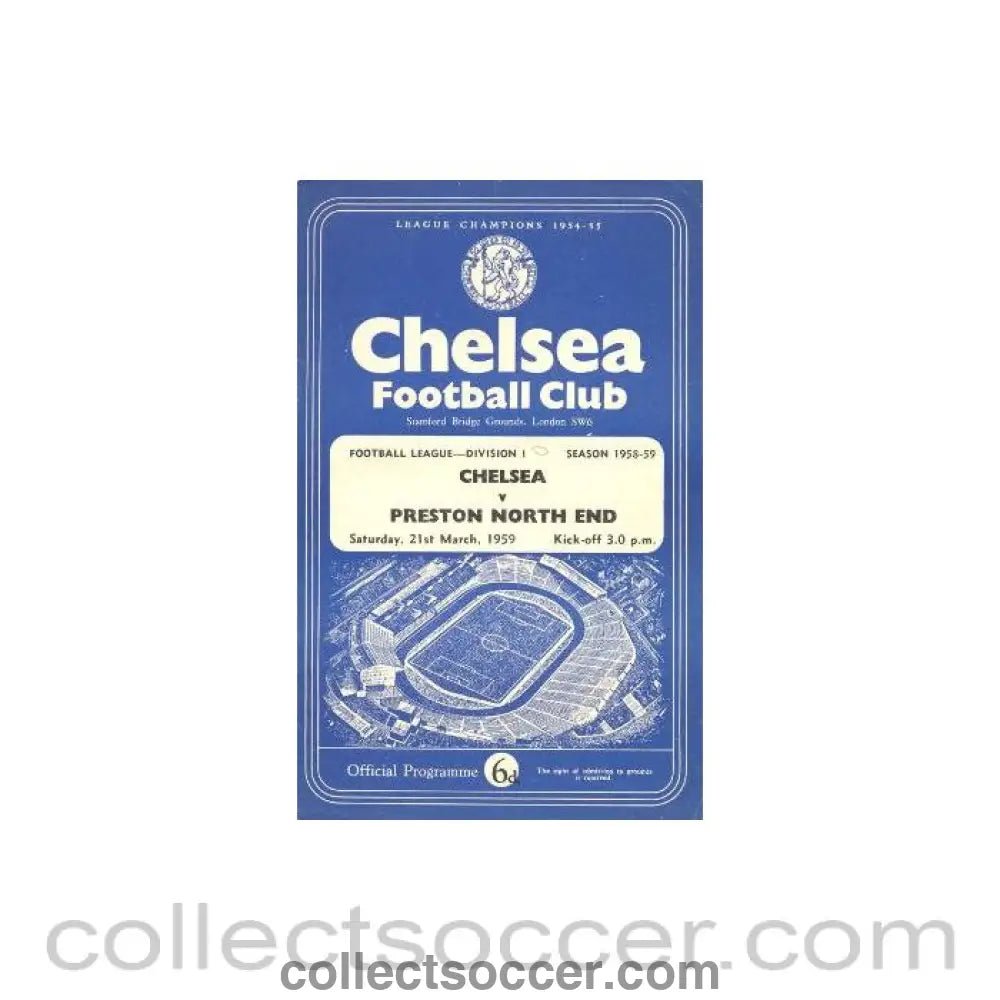 1959 - Chelsea v Preston North End official programme 21/03/1959 - Collect Soccer
