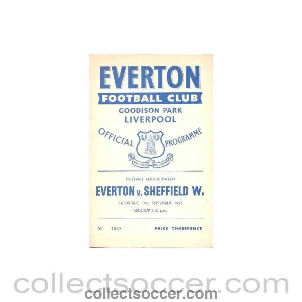 1959 - Everton v Sheffield Wednesday official programme 19/09/1959 - Collect Soccer