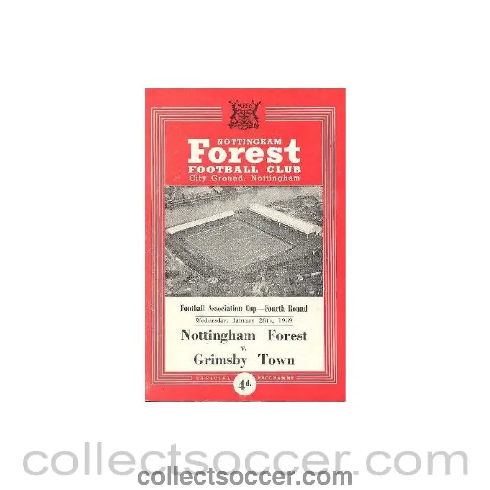 1959 - Nottingham Forest v Grimsby Town official programme 28/01/1959 F.A. Cup - Collect Soccer