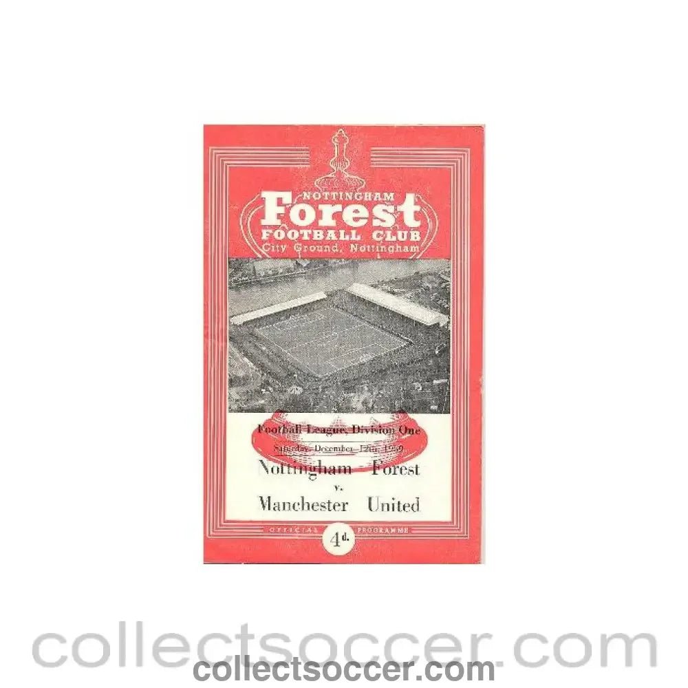 1959 - Nottingham Forest v Manchester United official programme 12/12/1959 Football League - Collect Soccer