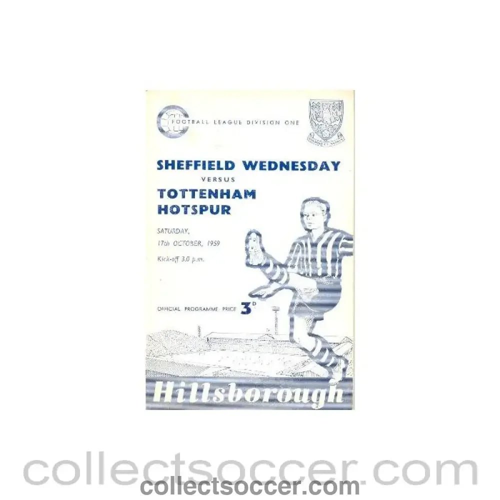 1959 - Sheffield Wednesday v Tottenham Hotspur official programme 17/10/1959 - Collect Soccer