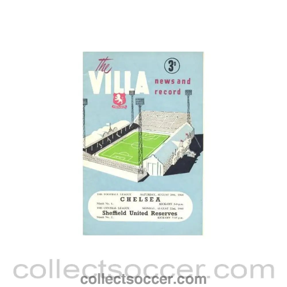 1960 - Aston Villa v Chelsea official programme 20/08/1960 - Collect Soccer