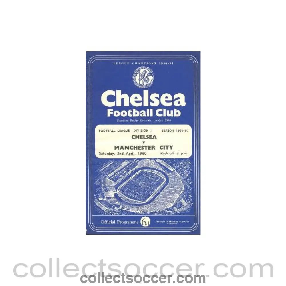 1960 - Chelsea v Manchester City official programme 02/04/1960 - Collect Soccer