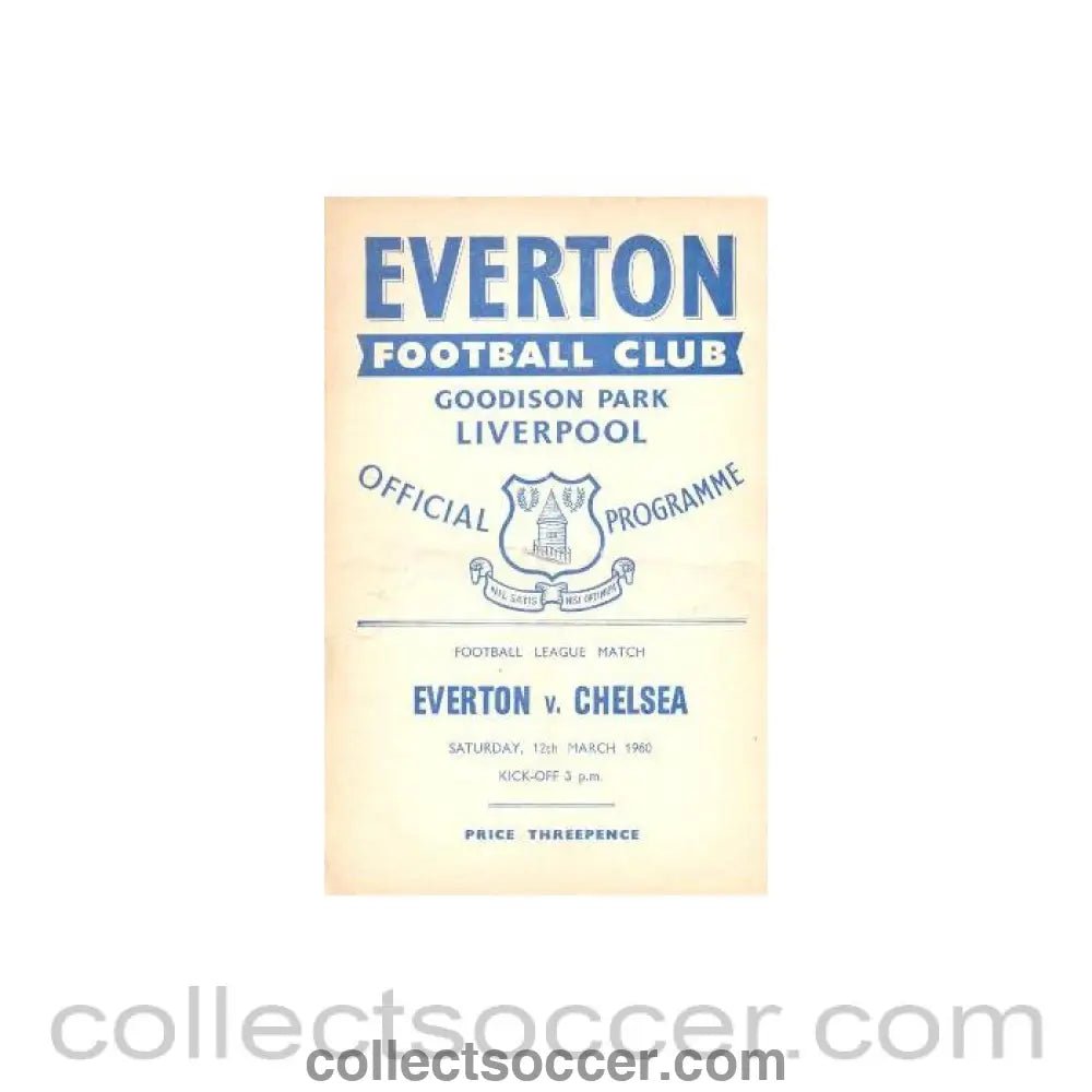 1960 - Everton vChelsea official programme 12/03/1960 Football League - Collect Soccer