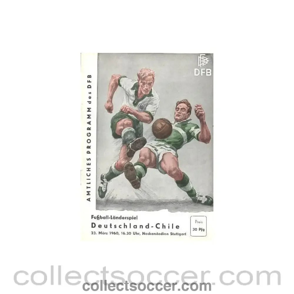 1960 Germany v Chile official programme 23/03/1960 International Match - Collect Soccer