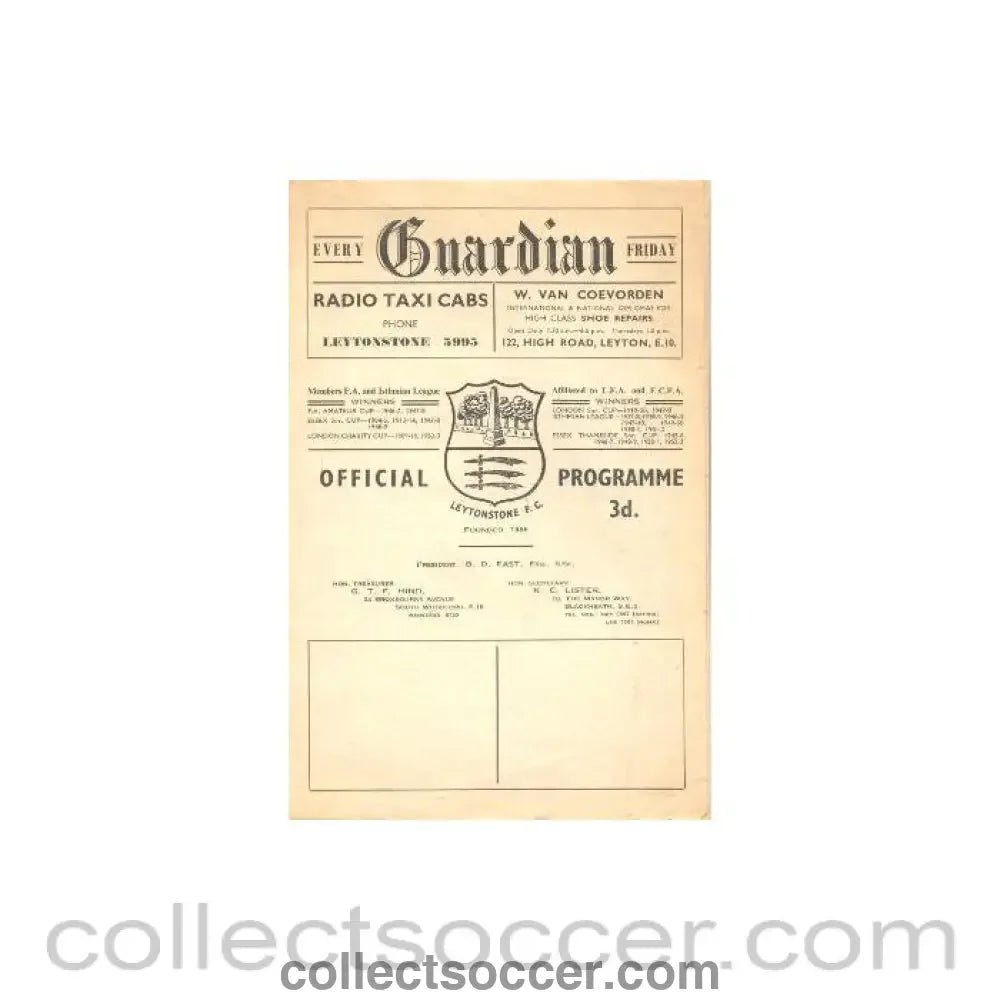 1960 - Leytonstone v Wimbledon official programme 17/09/1960 - Collect Soccer