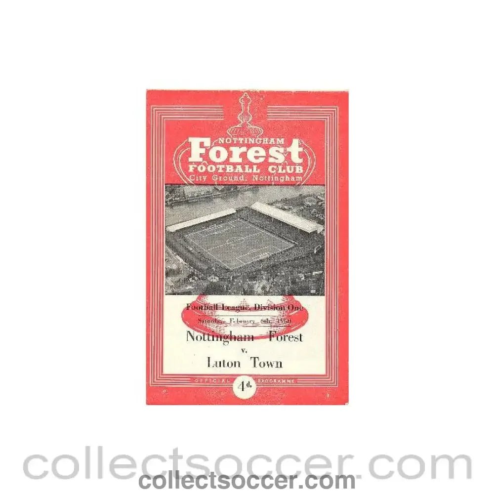 1960 - Nottingham Forest v Luton Town official programme 06/02/1960 Football League - Collect Soccer