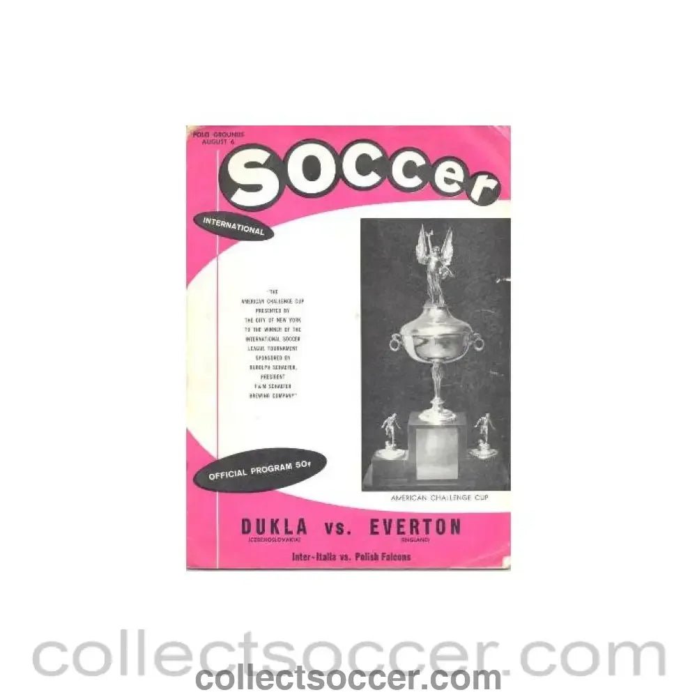 1961 - Dukla Prague v Everton official programme 06/08/1961 in the USA, American Challenge Cup - Collect Soccer