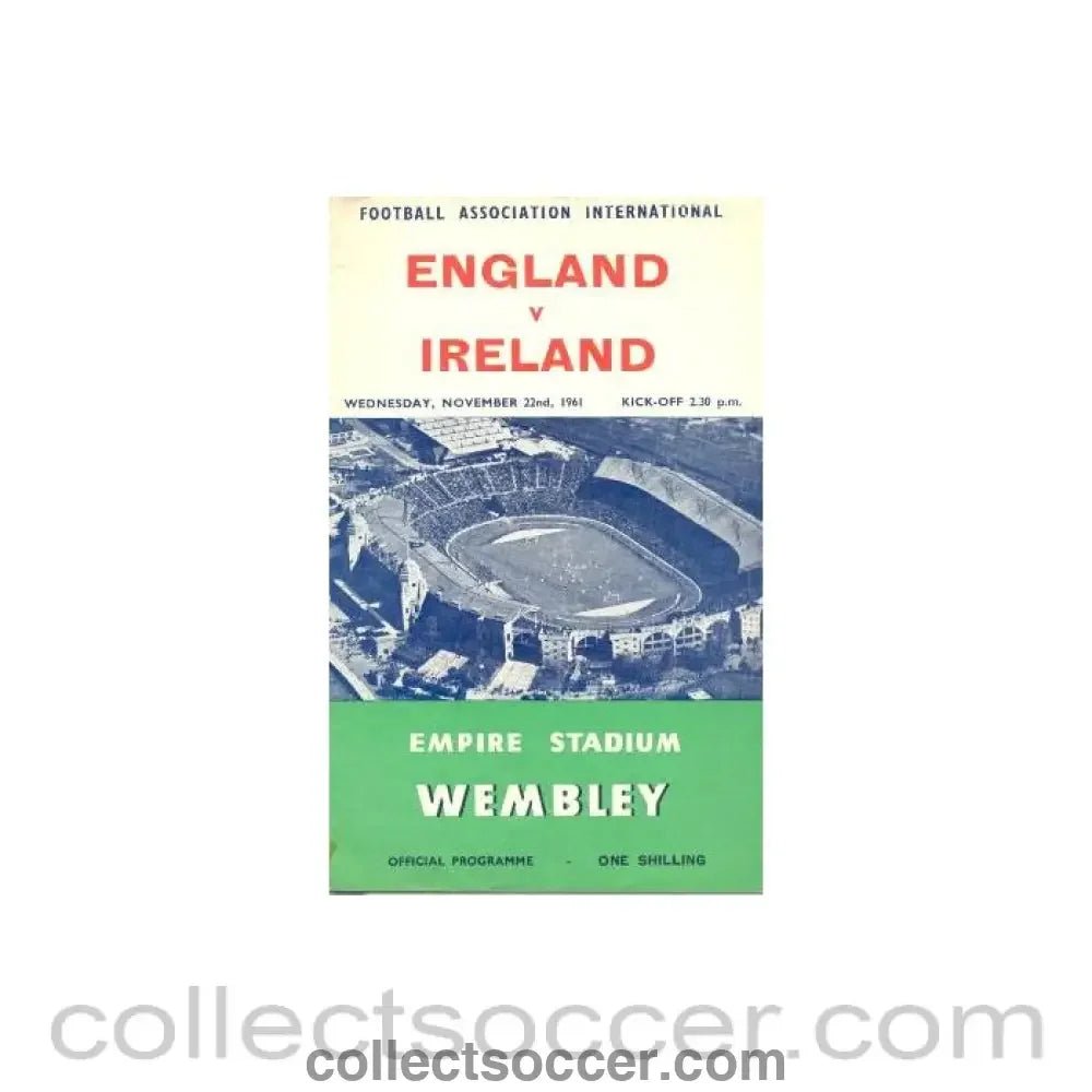 1961 England v Ireland official programme 22/11/1961 F.A. International - Collect Soccer