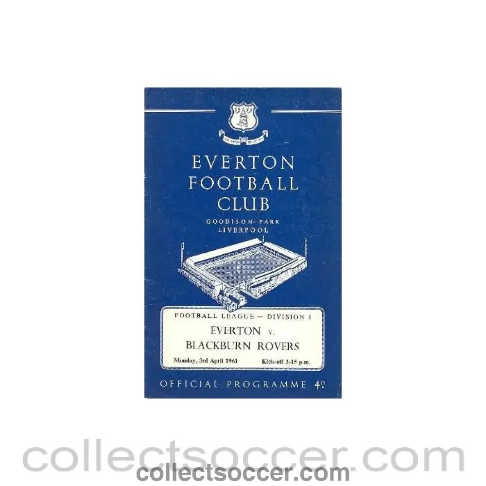1961 - Everton v Blackburn official programme 03/04/1961 - Collect Soccer