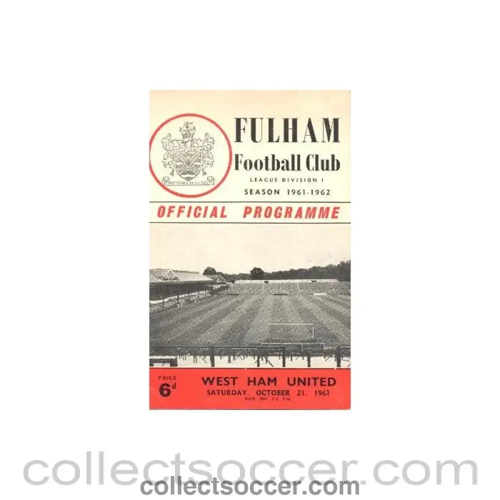 1961 - Fulham v West Ham United official programme 21/10/1961 - Collect Soccer