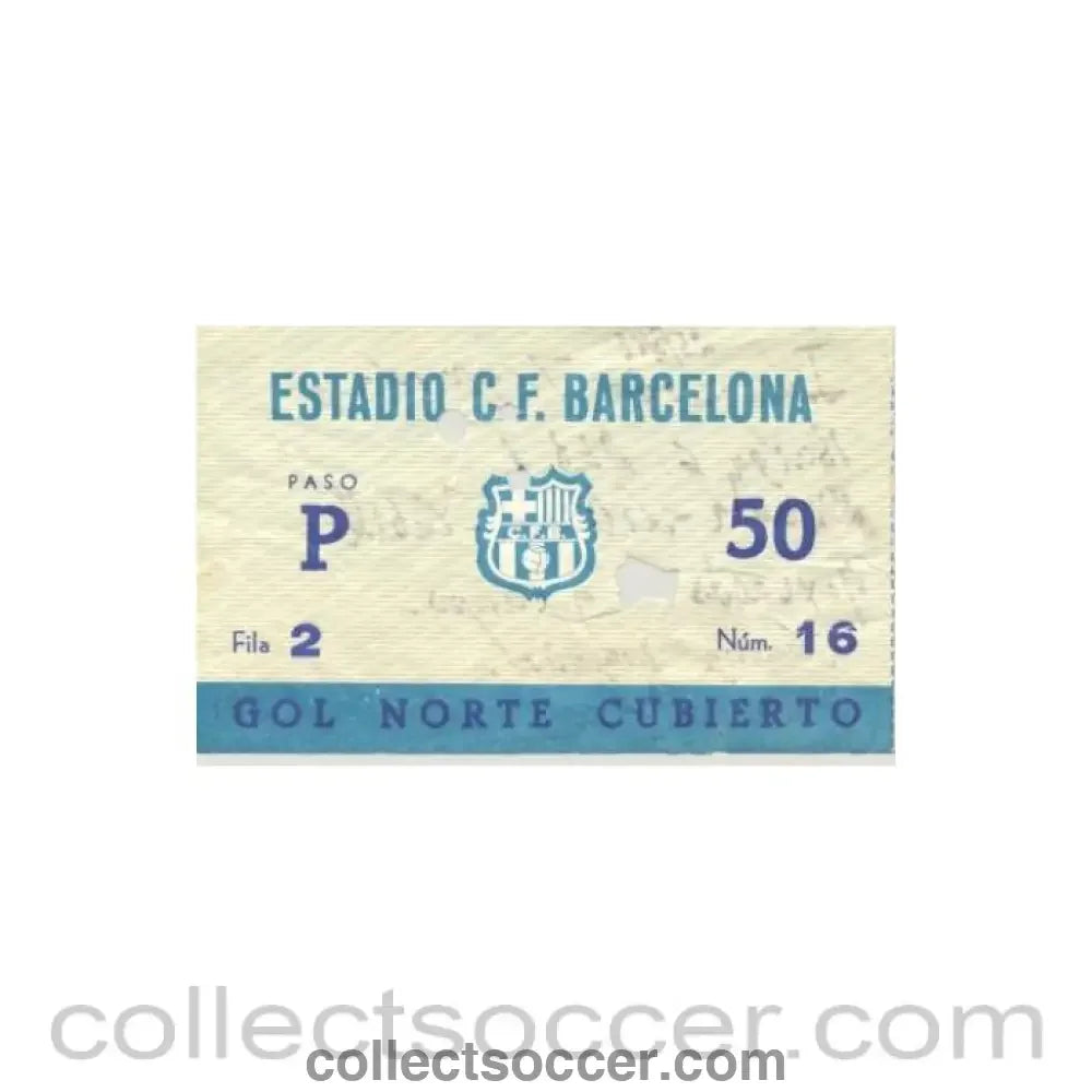 1962 - Barcelona ticket of 25/08/1962