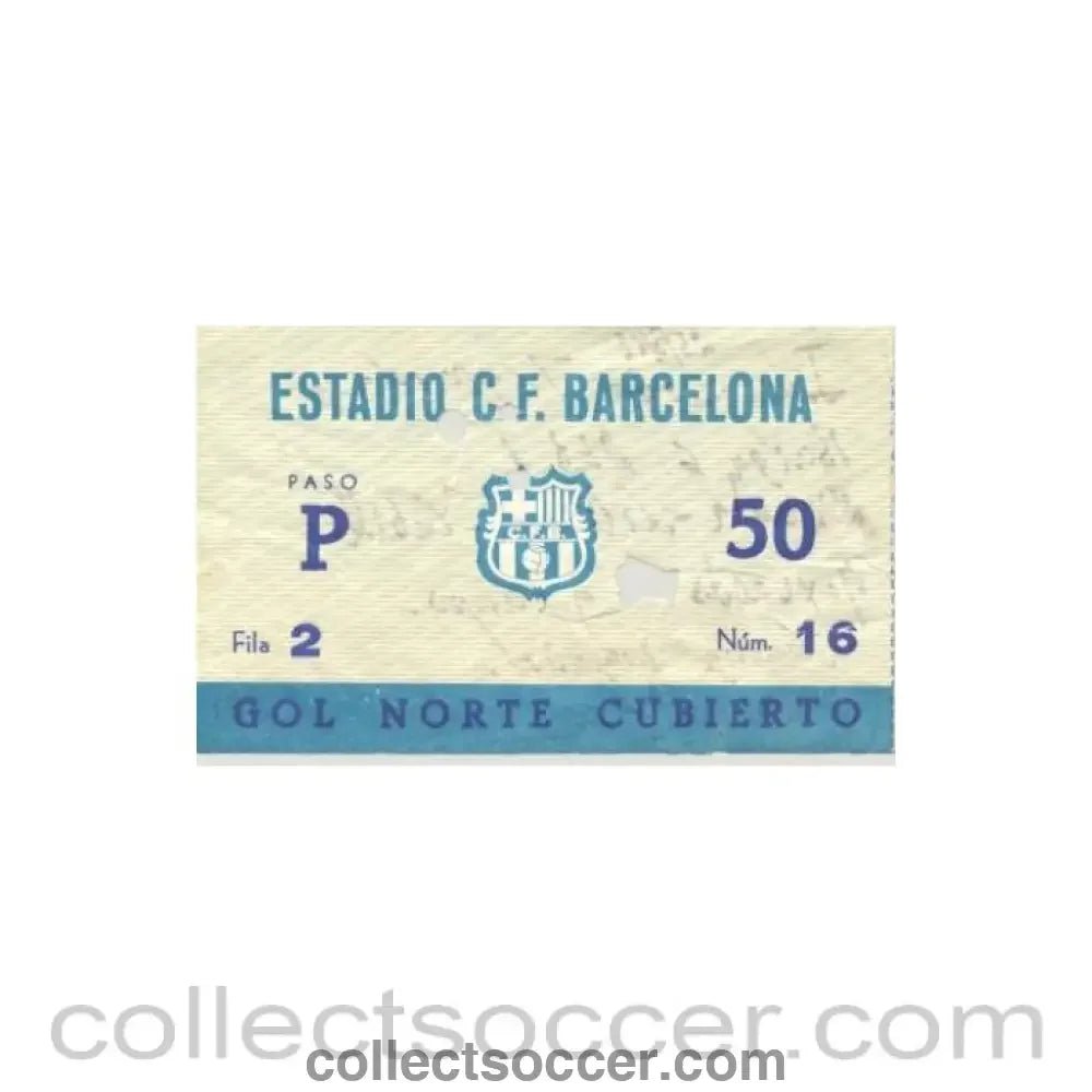 1962 - Barcelona ticket of 25/08/1962 - Collect Soccer