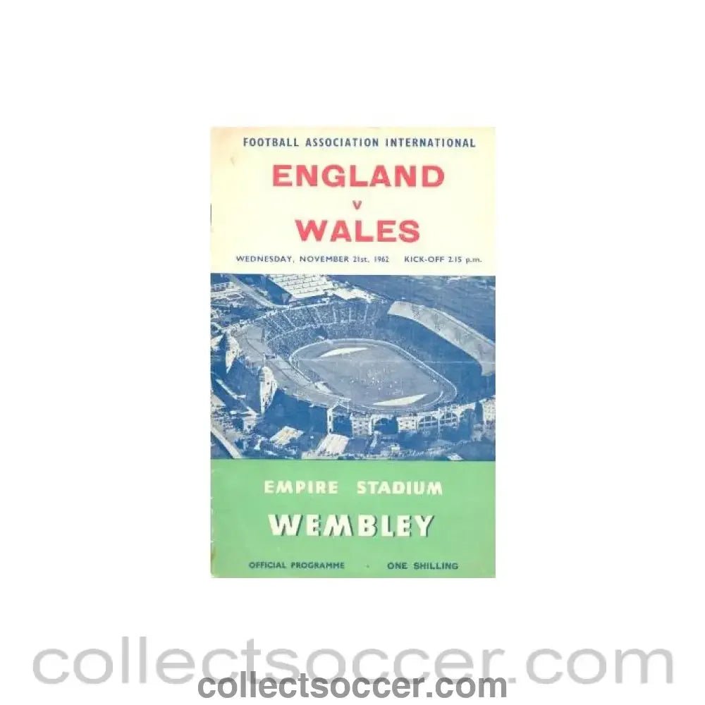 1962 England v Wales official programme 21/11/1962 F.A. International - Collect Soccer