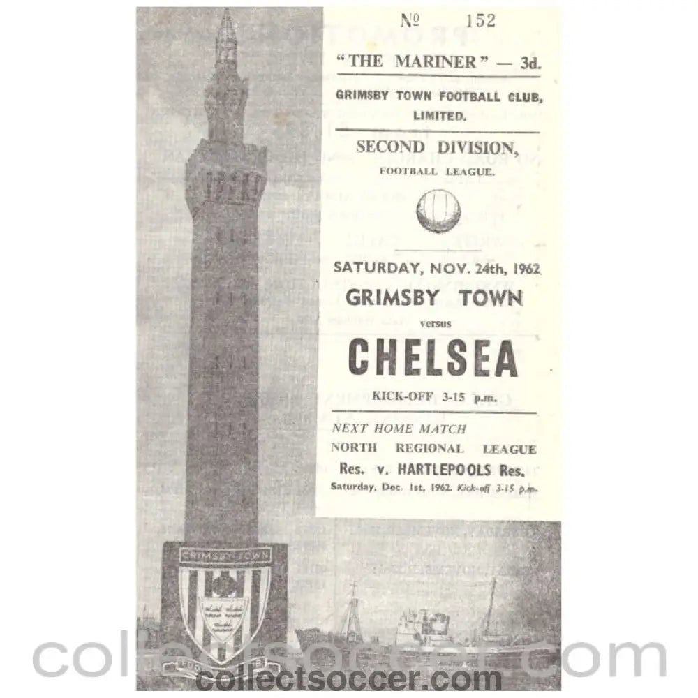1962 Grimsby v Chelsea Football Programme - Collect Soccer