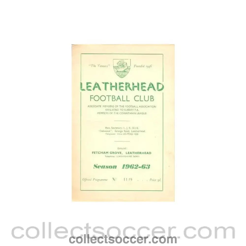 1962 - Leatherhead v Wimbledon official programme 08/09/1962 - Collect Soccer