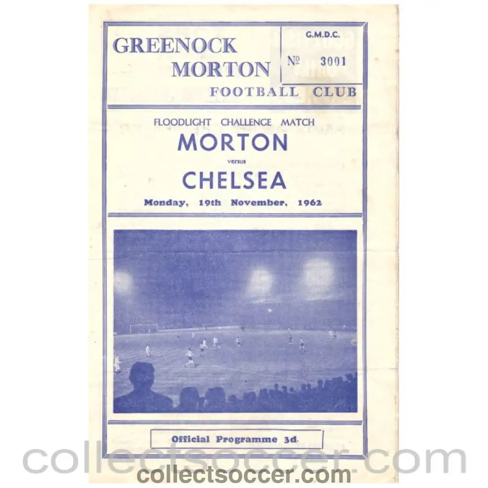 1962 Rare Friendly Morton v Chelsea Football Programme - Collect Soccer