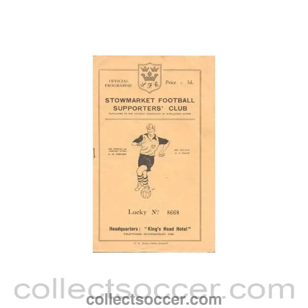 1962 - Stowmarket Town v Biggleswade Town official programme 24/11/1962 - Collect Soccer