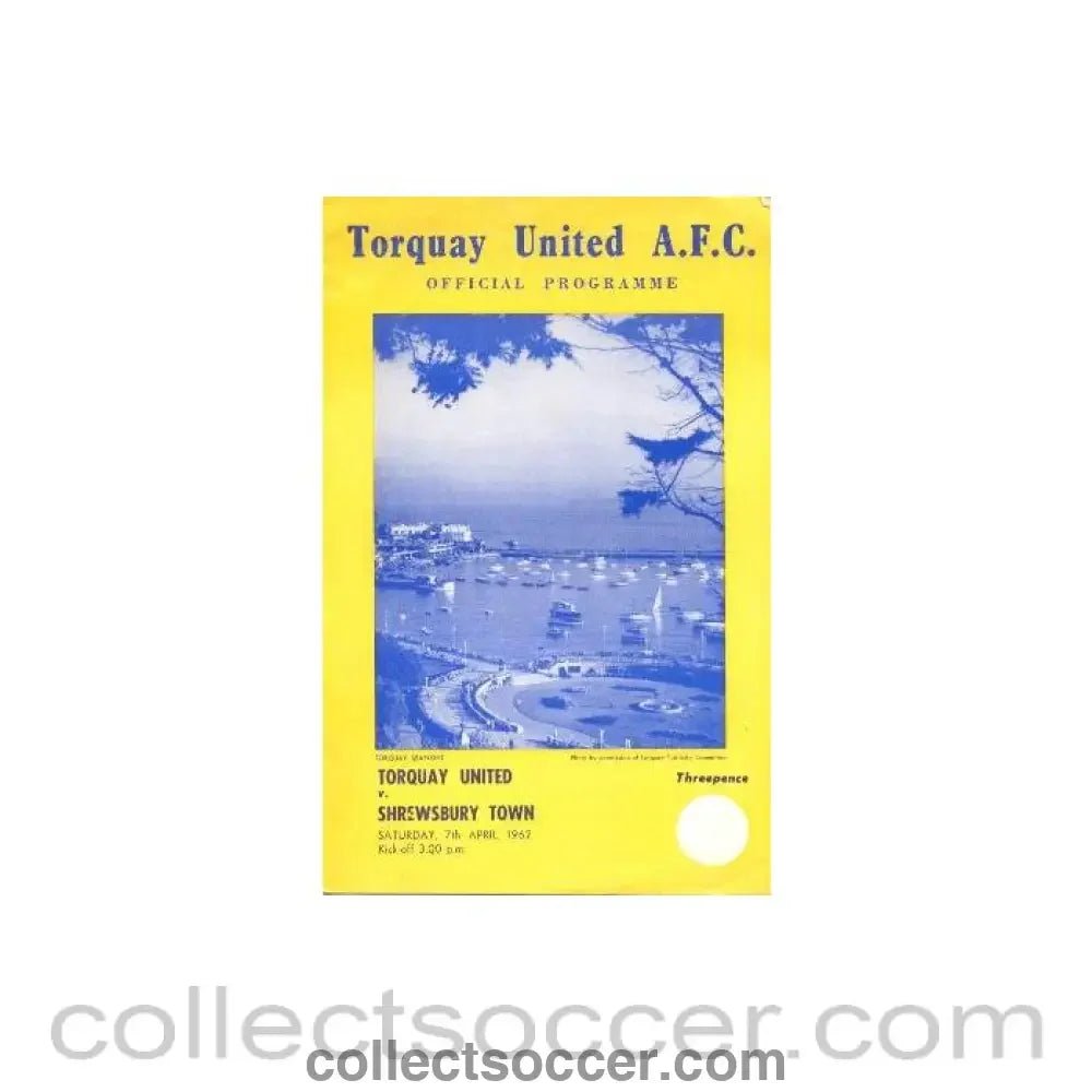 1962 - Torquay United v Shrewsbury Town official programme 07/04/1962 - Collect Soccer