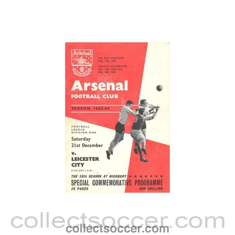 1963 - Arsenal v Leicester City official programme 21/12/1963