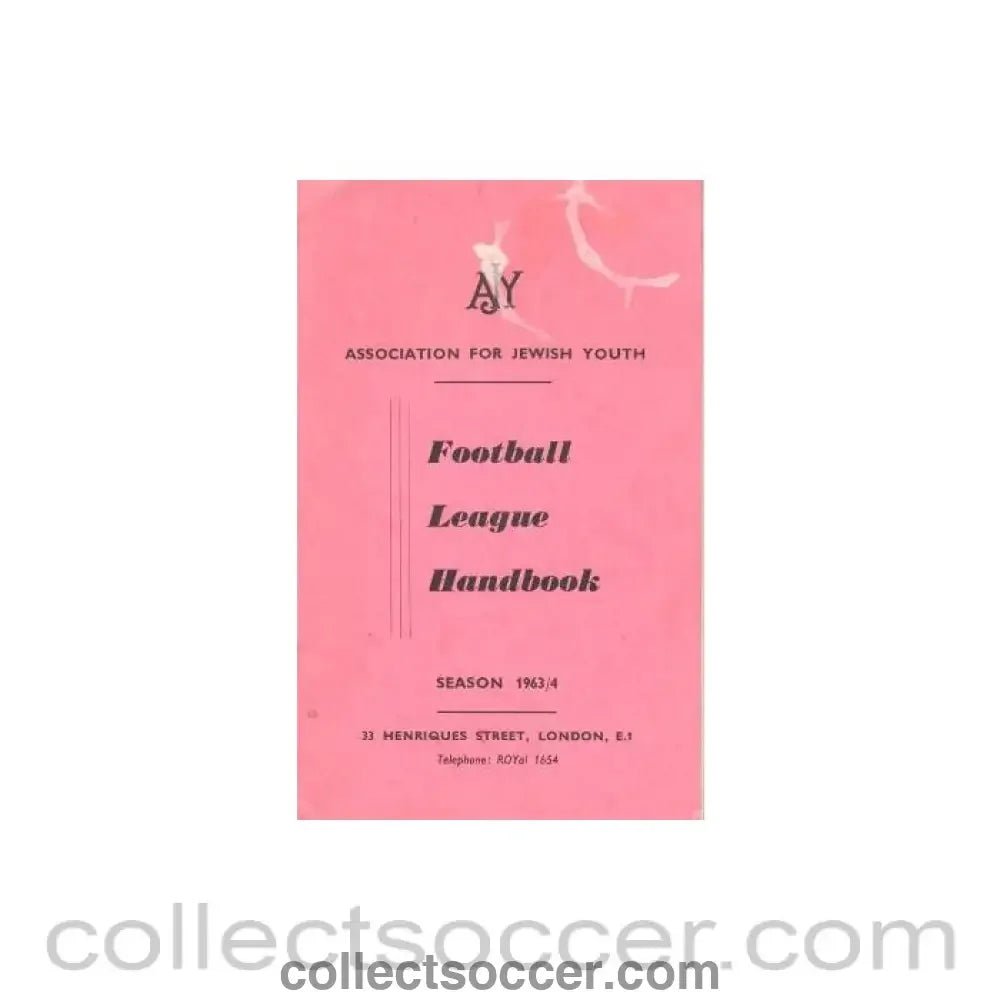1963 - Association For Jewish Youth Football League Handbook 1963 - 1964 - Collect Soccer