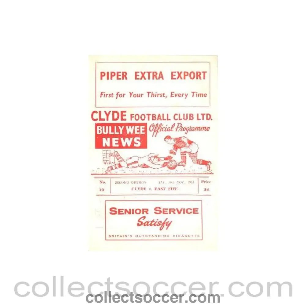 1963 - Clyde v East Fife official programme 30/11/1963 Scottish League - Collect Soccer