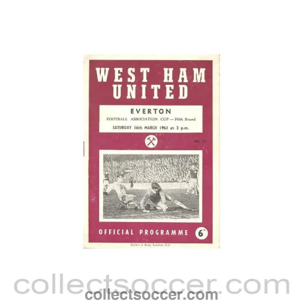 1963 - West Ham United v Everton official programme 16/03/1963 - Collect Soccer
