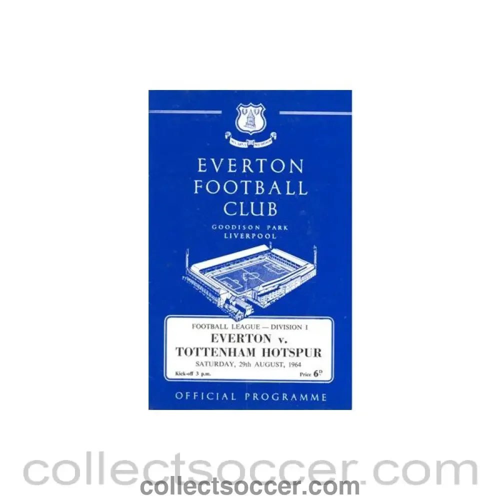 1964 - Everton v Tottenham Hotspur official programme 29/08/1964 Football League - Collect Soccer