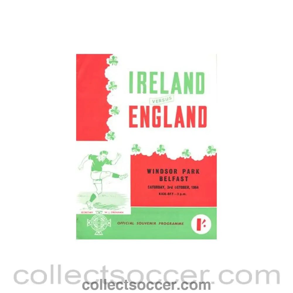 1964 - Ireland v England official programme 03/10/1964 - Collect Soccer