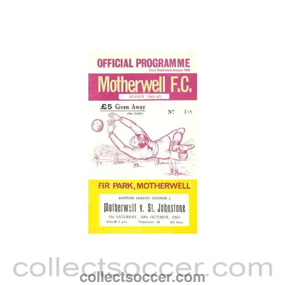 1964 - Motherwell v St. Johnstone official programme 10/10/1964 - Collect Soccer