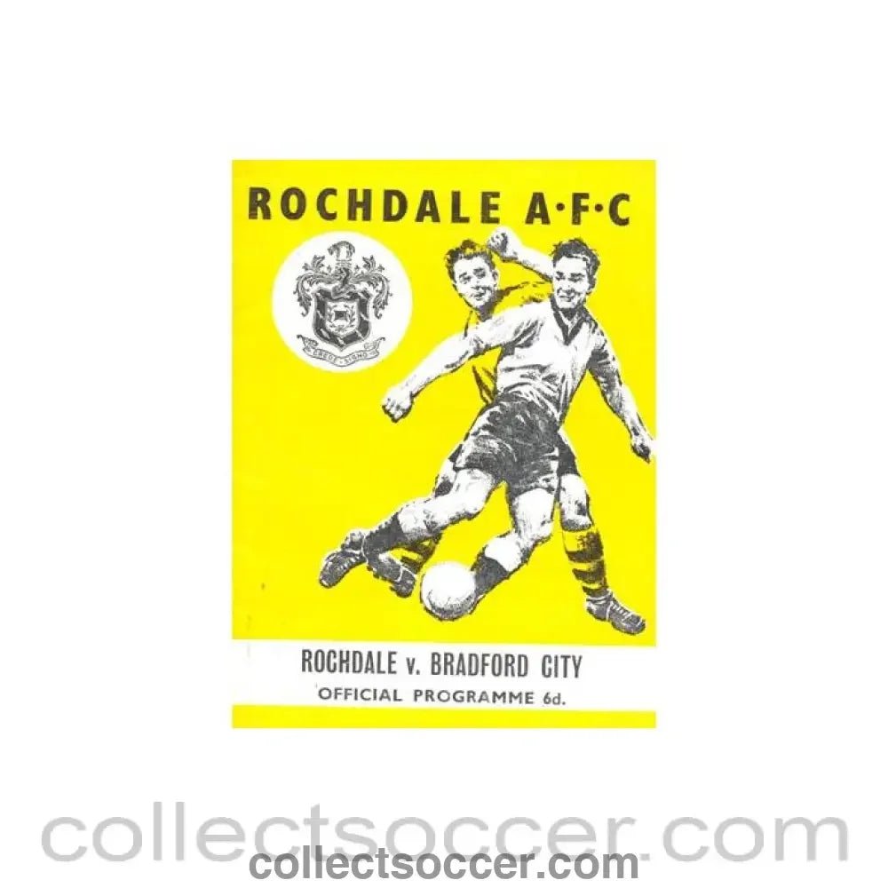 1964 - Rochdale v Bradford official programme 30/09/1964 Football League - Collect Soccer