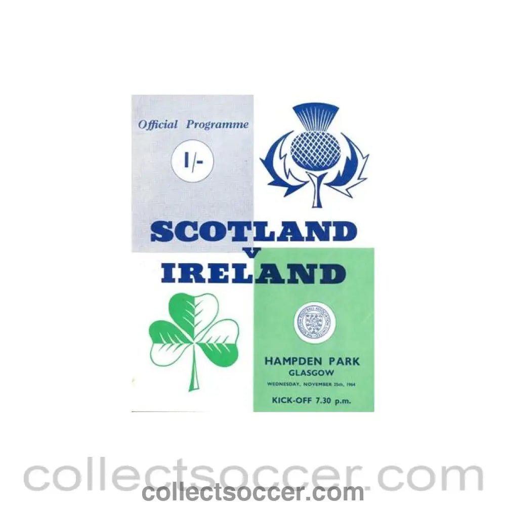 1964 - Scotland v Ireland official programme 25/11/1964 - Collect Soccer
