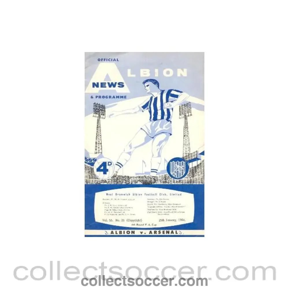 1964 - West Bromwich Albion v Arsenal official programme 25/01/1964 - Collect Soccer