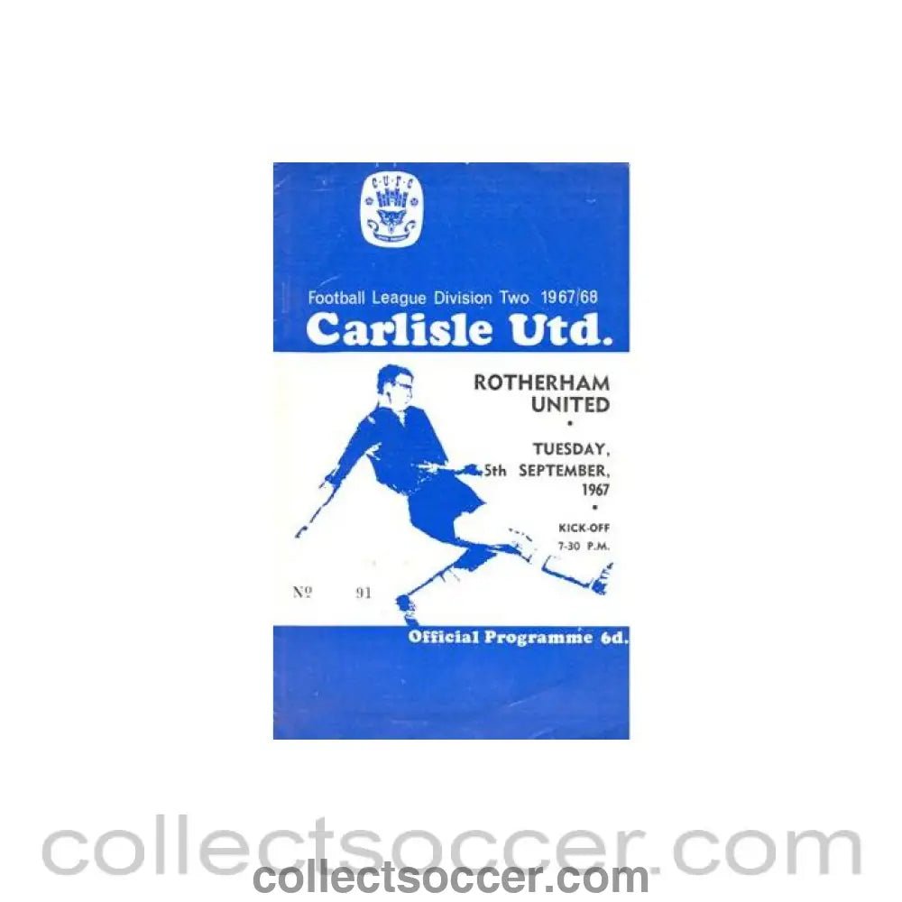 1967 - Carlisle United v Rotherham United official programme 05/09/1967 Football League - Collect Soccer