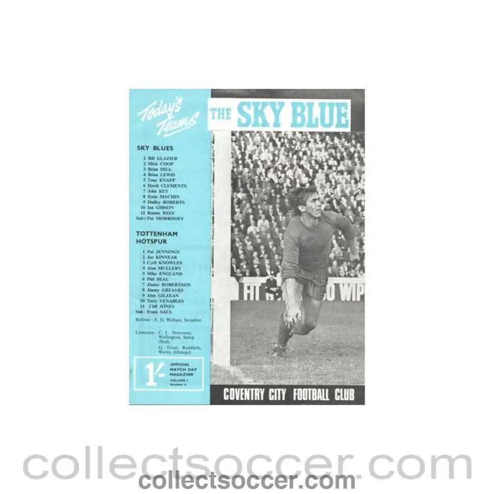 1967 - Coventry City v Tottenham Hotspur official programme 14/10/1967 Football League - Collect Soccer