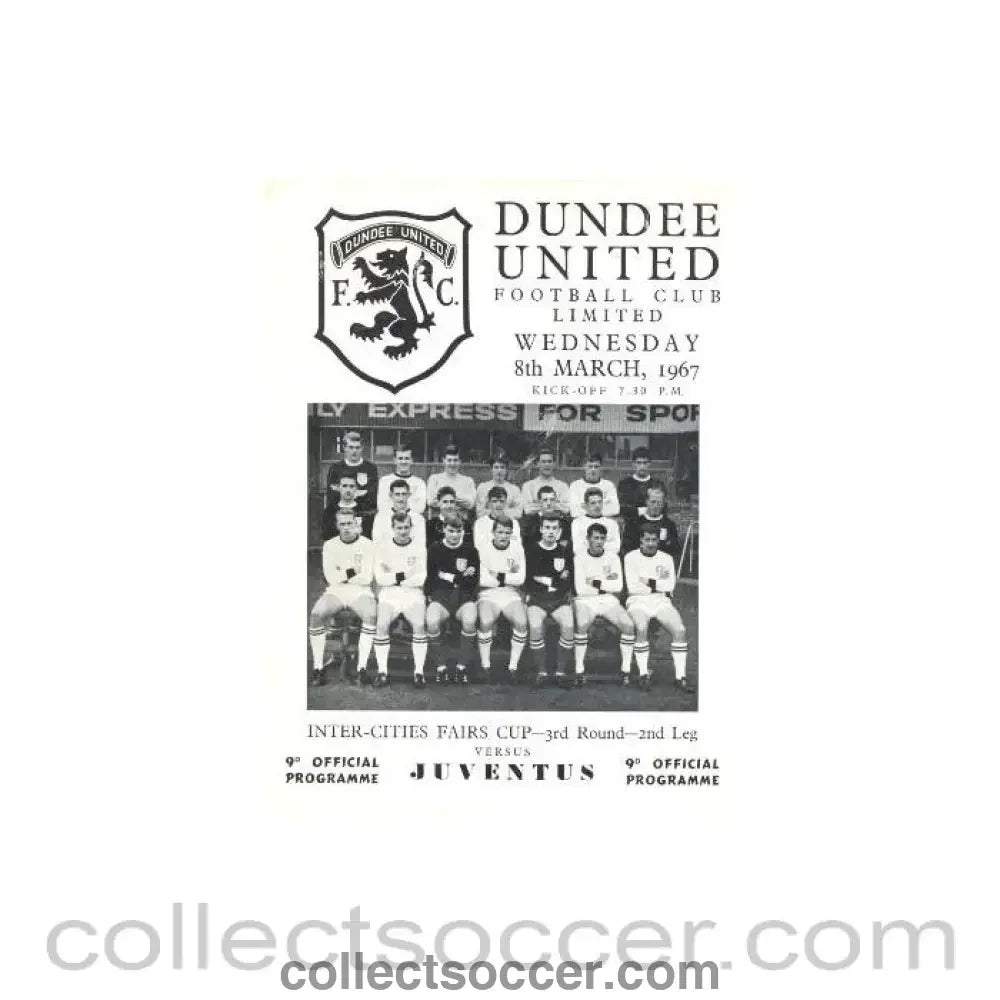 1967 - Dundee United v Juventus official programme 08/03/1967 - Collect Soccer