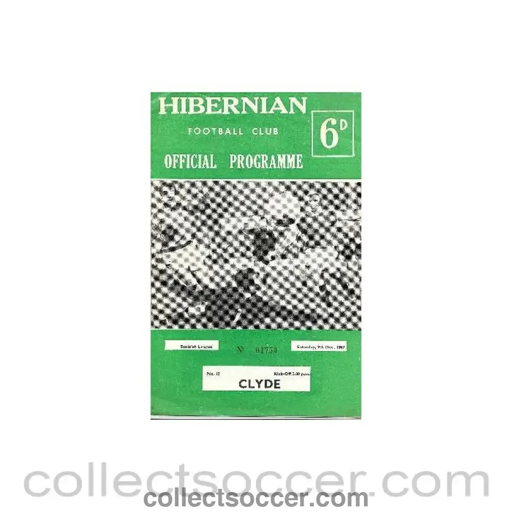 1967 - Hibernian v Clyde official programme 09/12/1967 Scottish League - Collect Soccer