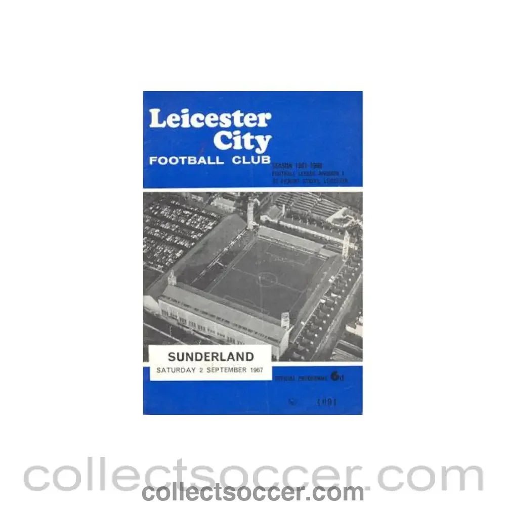 1967 - Leicester City v Sunderland official programme 02/09/1967 Football League - Collect Soccer