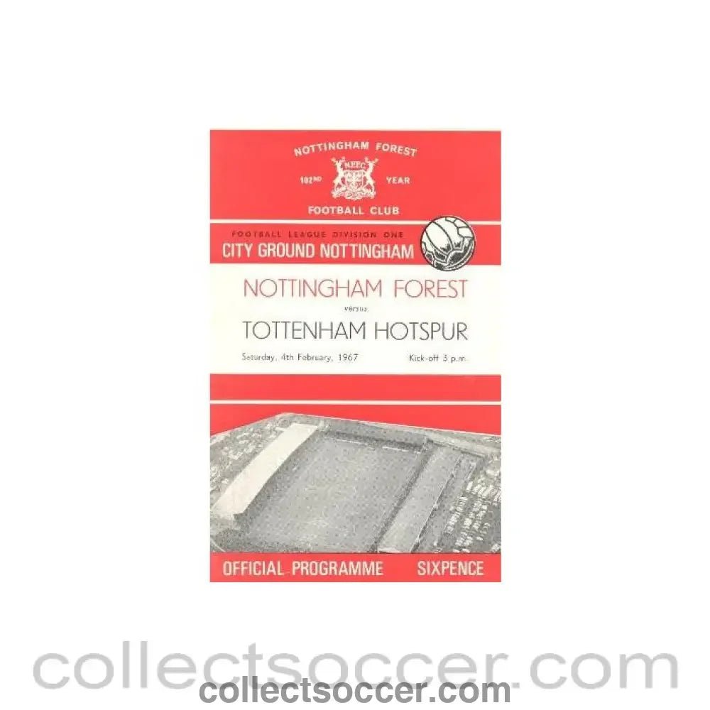 1967 - Nottingham Forest v Tottenham Hotspur official programme 04/02/1967 - Collect Soccer