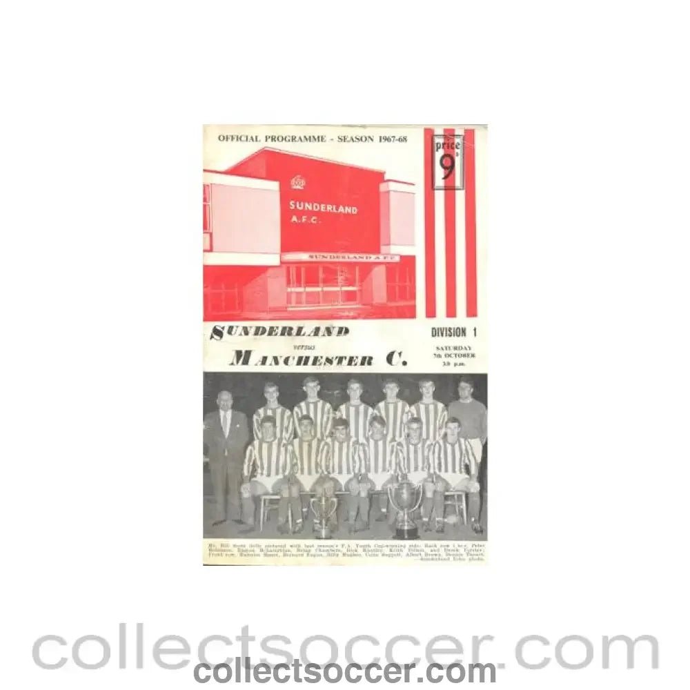 1967 - Sunderland v Manchester City official programme 07/10/1967 Football League - Collect Soccer