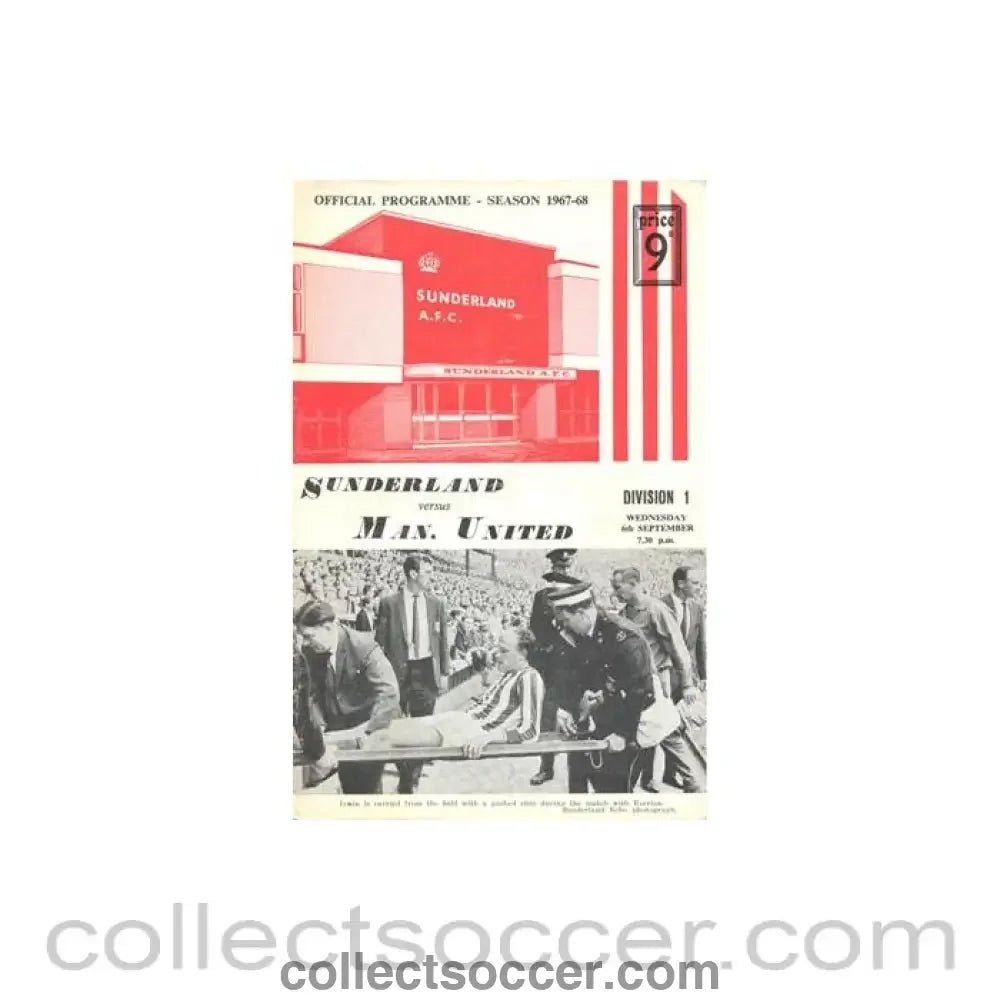 1967 - Sunderland v Manchester United official programme 06/09/1967 Football League - Collect Soccer