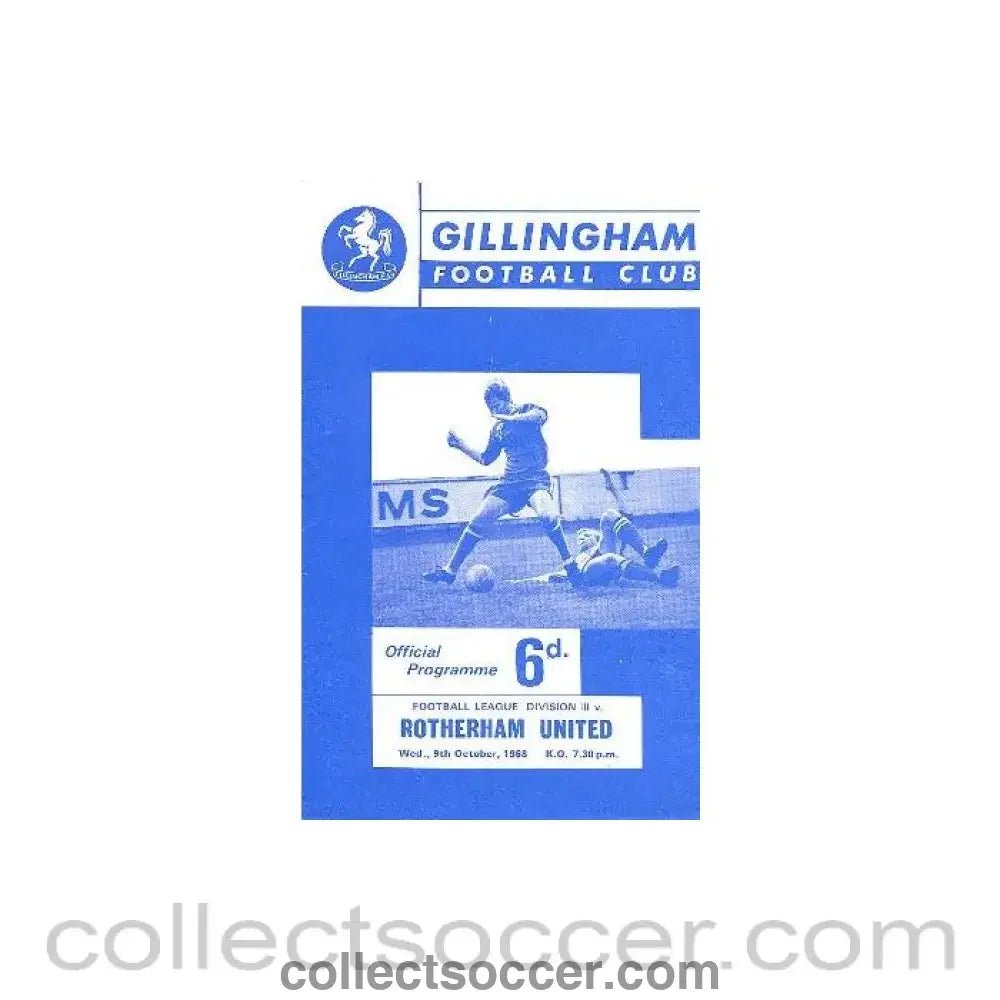 1968 - Gillingham v Rotherham United official programme 09/10/1968 - Collect Soccer