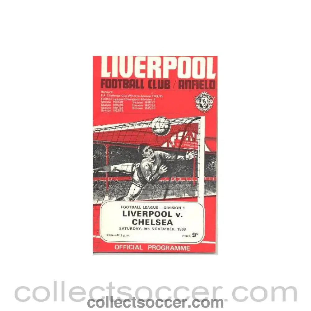 1968 - Liverpool v Chelsea official programme 09/11/1968 - Collect Soccer