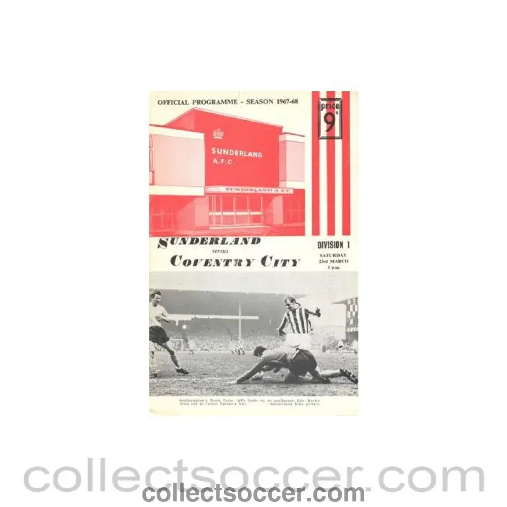 1968 - Sunderland v Coventry City official programme 23/03/1968 Football League, reduced price - Collect Soccer