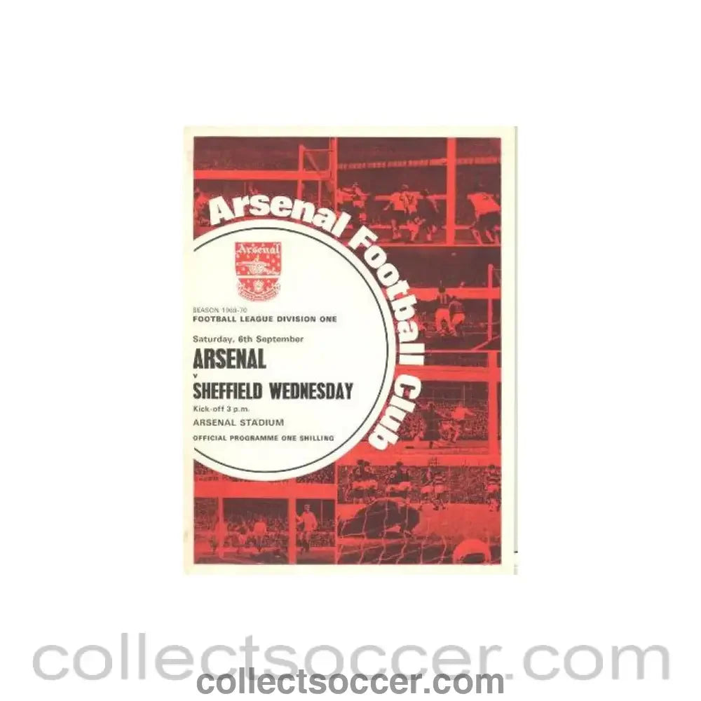1969 - Arsenal v Sheffield Wednesday official programme 06/09/1969 Football League