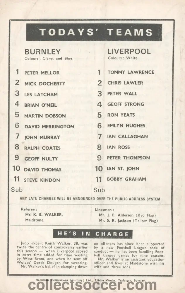 1969 - Burnley v Liverpool official programme 26/12/1969 - Collect Soccer
