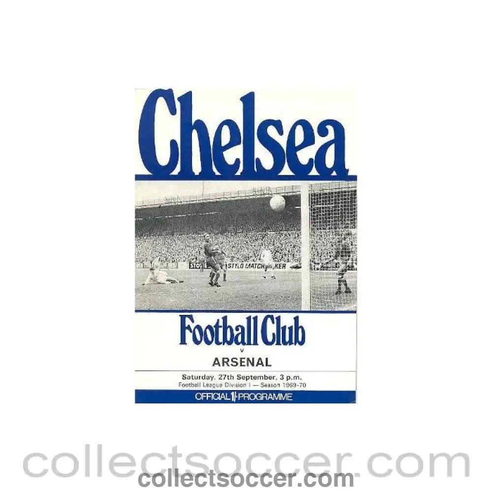 1969 - Chelsea v Arsenal official programme 27/09/1969 Football League - Collect Soccer